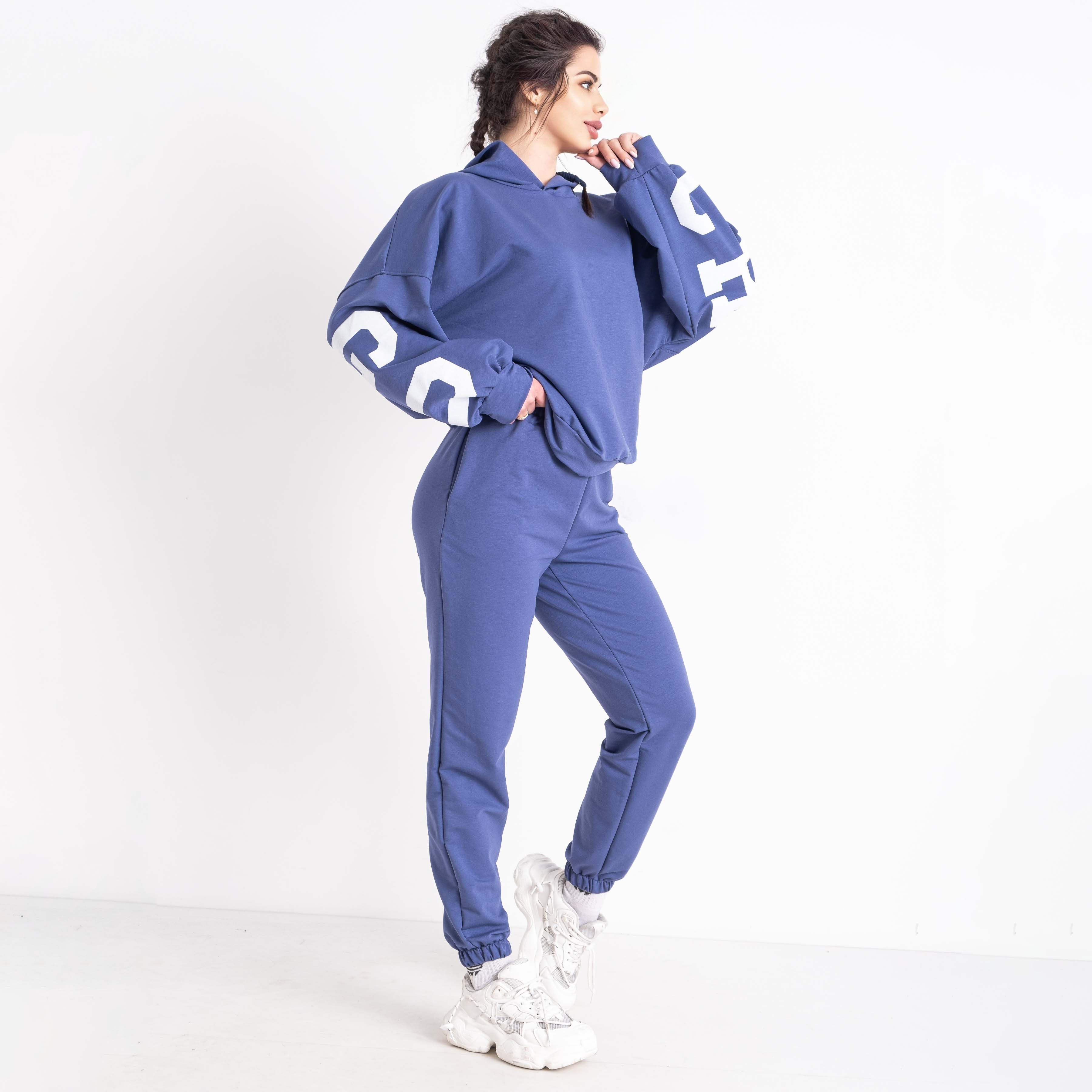 0540-22 синий женский спортивный костюм (5'TH AVENUE, турецкая двунитка, 3 ед. размеры норма: 42. 44. 46)