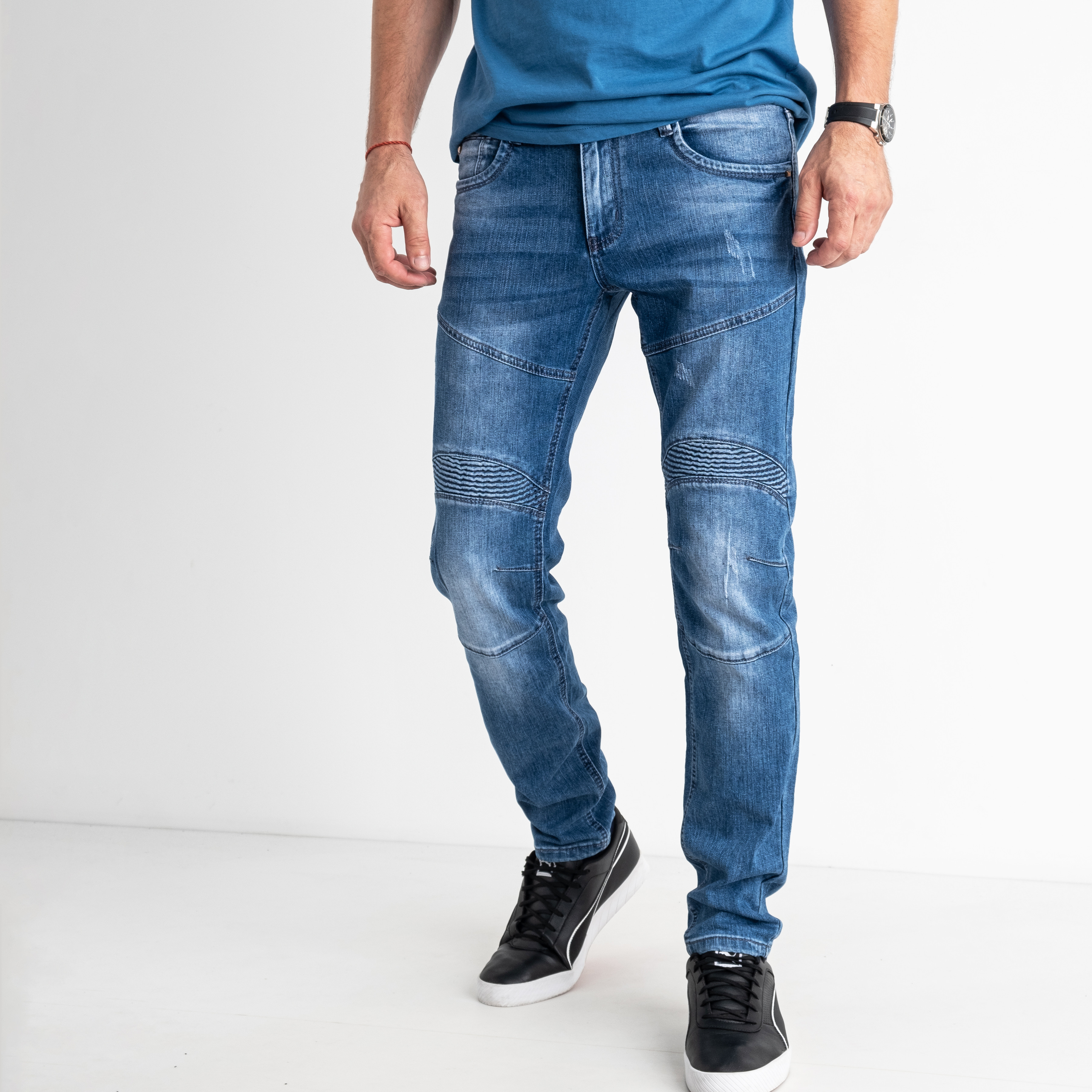 8341 FANGSIDA  джинсы мужские синие стрейчевые (8 ед. размеры: 29.30.31.32.33.34.36.38)           