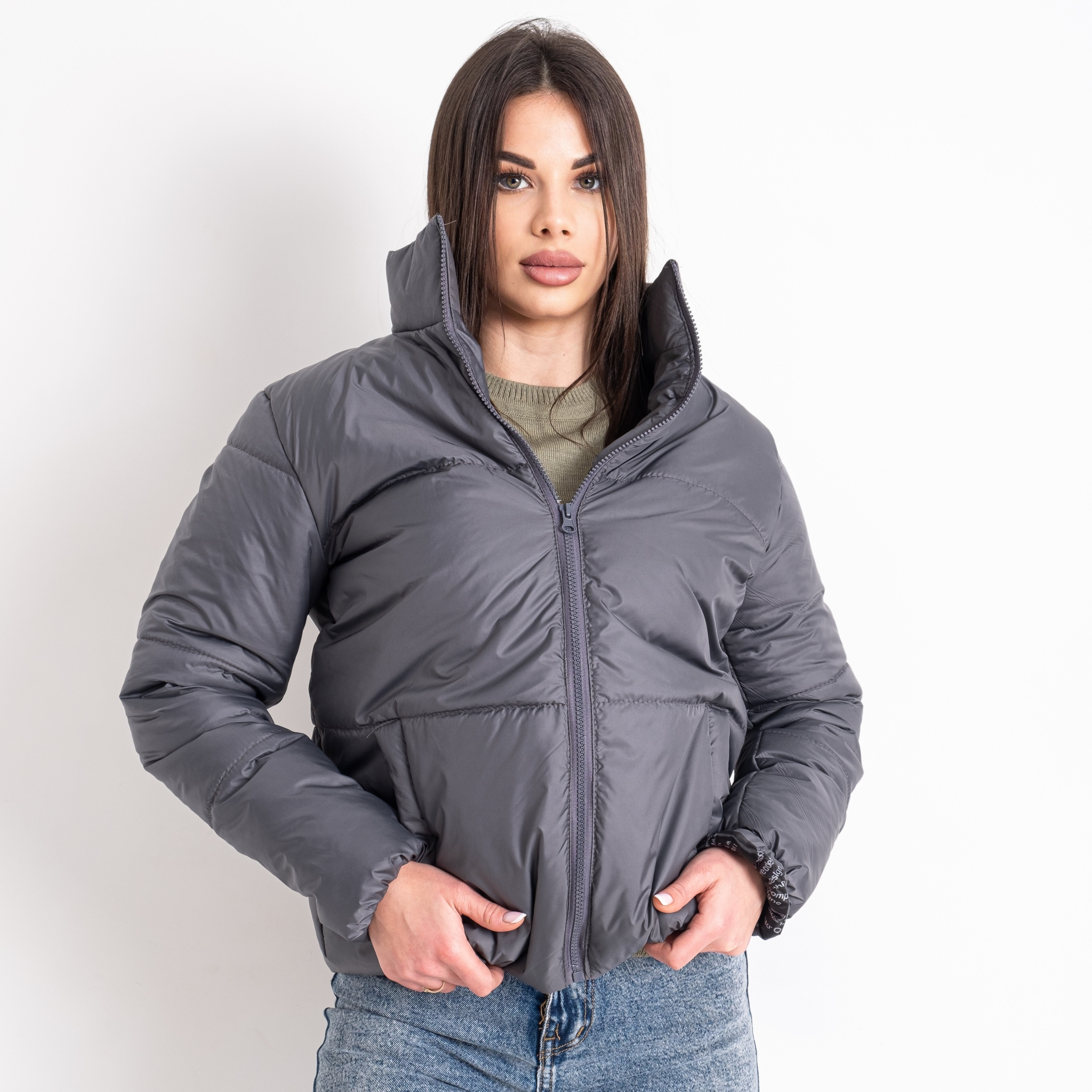 0420-66 серая женская куртка (5'TH AVENUE, синтепон, 4 ед. размеры норма: 42. 44. 46. 48)      