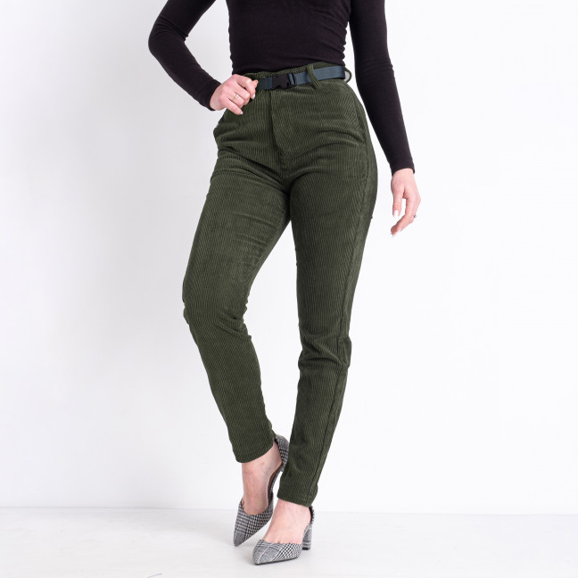 1497 темно-зеленые женские брюки (LADY N, микровельветовые, 6 ед. размеры норма: 25. 26. 27. 28. 29. 30) Lady N: артикул 1143143