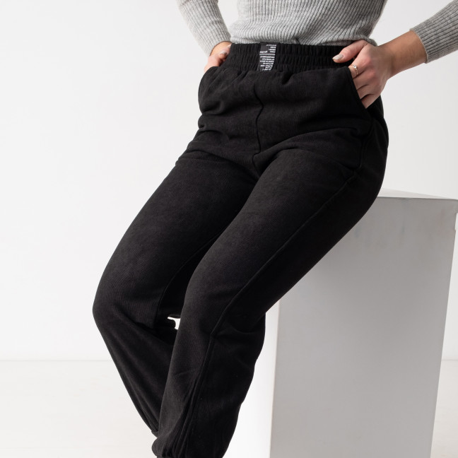 0530-5 черные женские спортивные штаны (вельветовые, мех, 5 ед. размеры норма: M. M. L. L. XL) Спортивные штаны: артикул 1141452