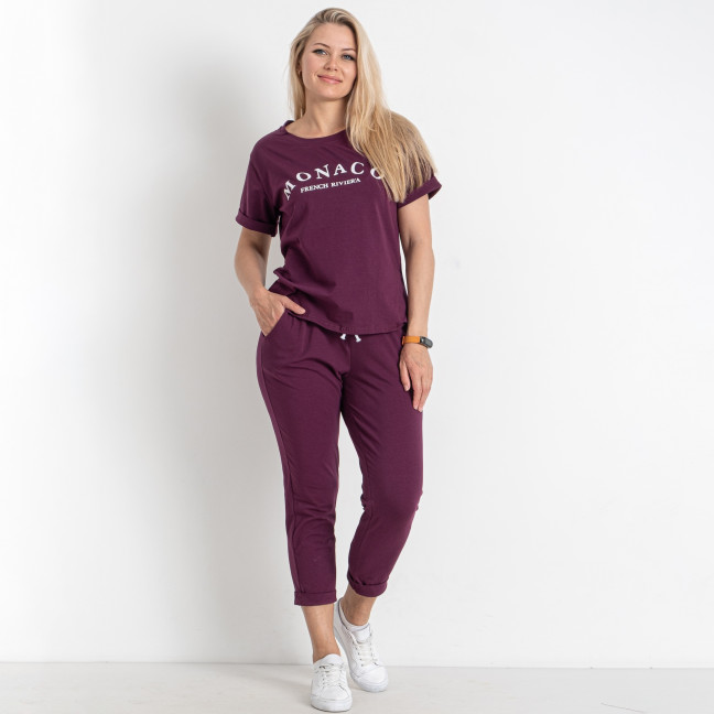0167-24 фиолетовый женский спортивный костюм (футболка + штаны) (5'TH AVENUE, 3 ед. размеры полубатал: 48. 50. 52) 5`th Avenue: артикул 1145287