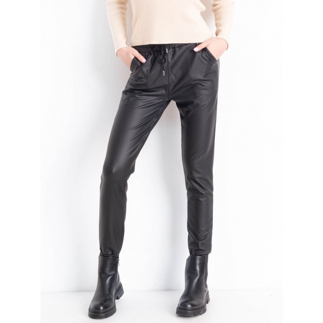 0035-1 черные женские джоггеры (CLOVER, экокожа, 5 ед. размеры норма: M. L. XL. 2XL. 3XL)                          Clover: артикул 1151635