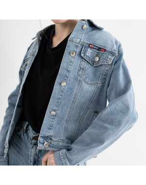 0901-1 New Jeans джинсовая куртка женская голубая стрейчевая ( 6 ед.размеры: XS.S.M.L.XL.2XL)