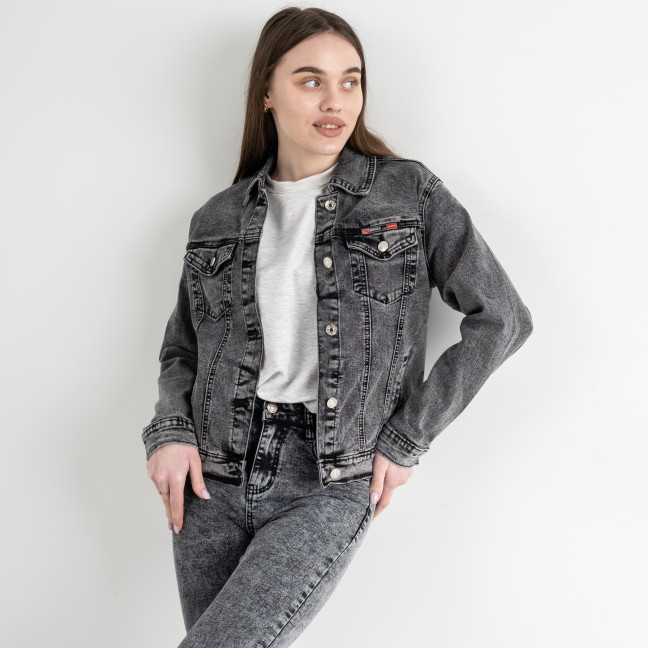 0903 New Jeans джинсовая куртка женская серая стрейчевая ( 6 ед.размеры: XS.S.M.L.XL.2XL) New Jeans: артикул 1132459