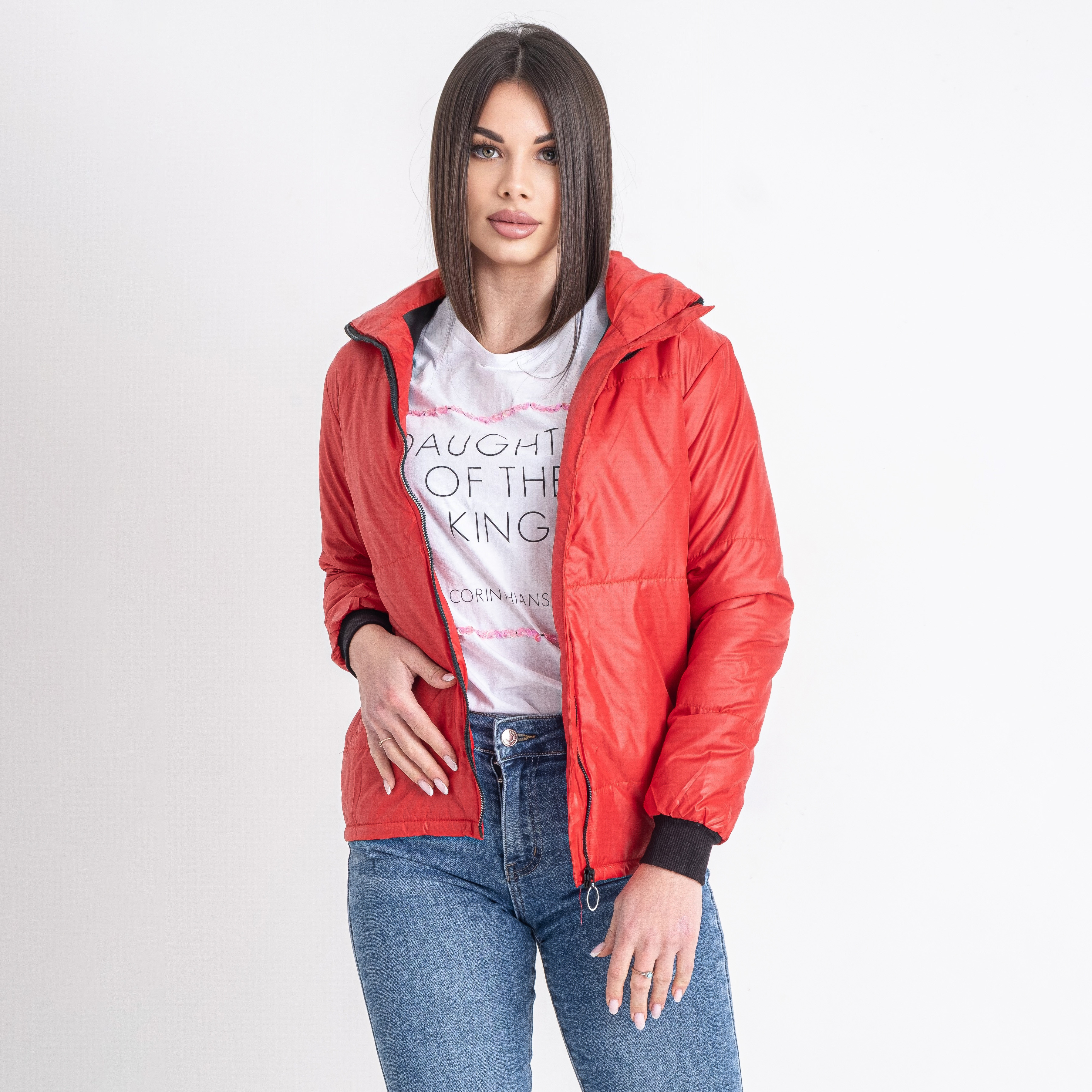 42352-5 красная женская куртка-зефирка (синтепон, 5 ед. размеры норма: 40-46, повторяются)