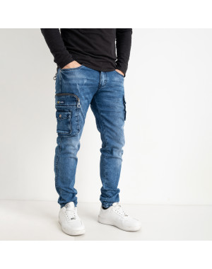 8321 синие мужские джинсы (FANGSIDA, с карманами, 8 ед. размеры молодёжка: 28. 29. 30. 31. 32. 33. 34. 36)