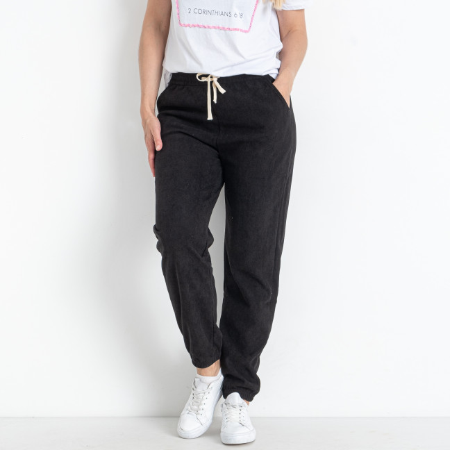 5226-1 черные женские спортивные штаны (ЛАСТОЧКА, вельветовые, 2 ед. размеры батал: 3XL/4XL. 5XL/6XL)  Ласточка: артикул 1145316