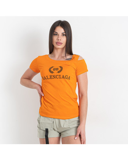 0067-88 оранжевая женская футболка (принт, 5 ед. один универсальный размер: 42-46) Футболка