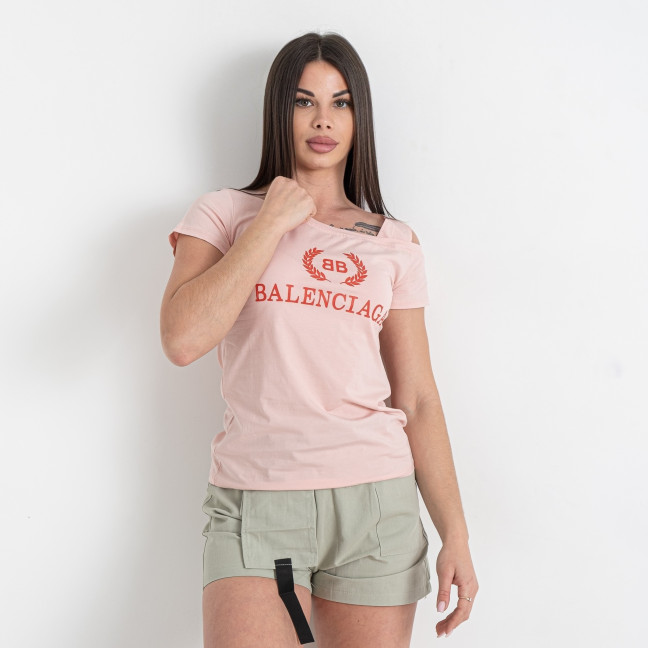 0067-4 пудровая женская футболка (принт, 5 ед. один универсальный размер: 42-46) Футболка: артикул 1145407