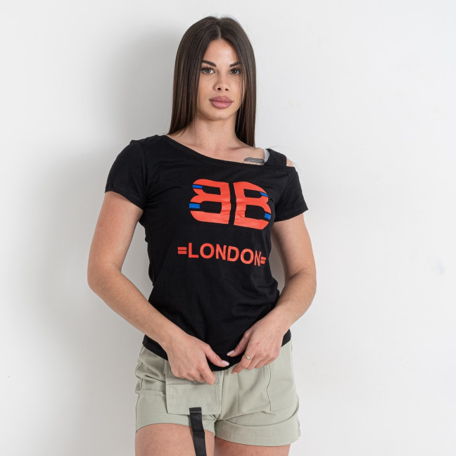 0068-1 черная женская футболка (принт, 5 ед. один универсальный размер: 42-46) Футболка: артикул 1145410