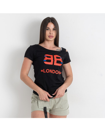 0068-1 черная женская футболка (принт, 5 ед. один универсальный размер: 42-46) Футболка