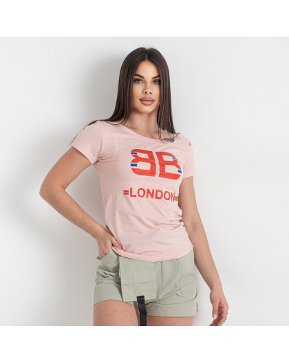 0068-4 пудровая женская футболка (принт, 5 ед. один универсальный размер: 42-46) Футболка