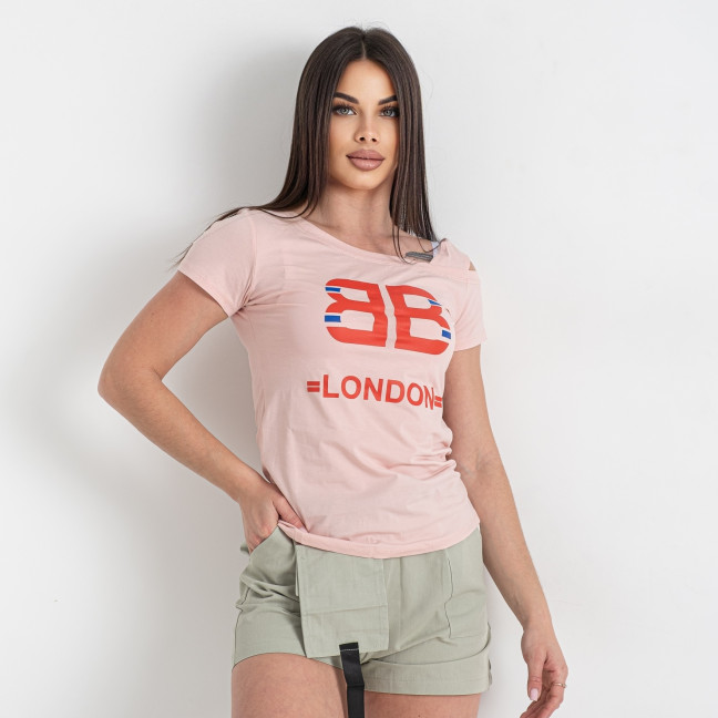 0068-4 пудровая женская футболка (принт, 5 ед. один универсальный размер: 42-46) Футболка: артикул 1145411