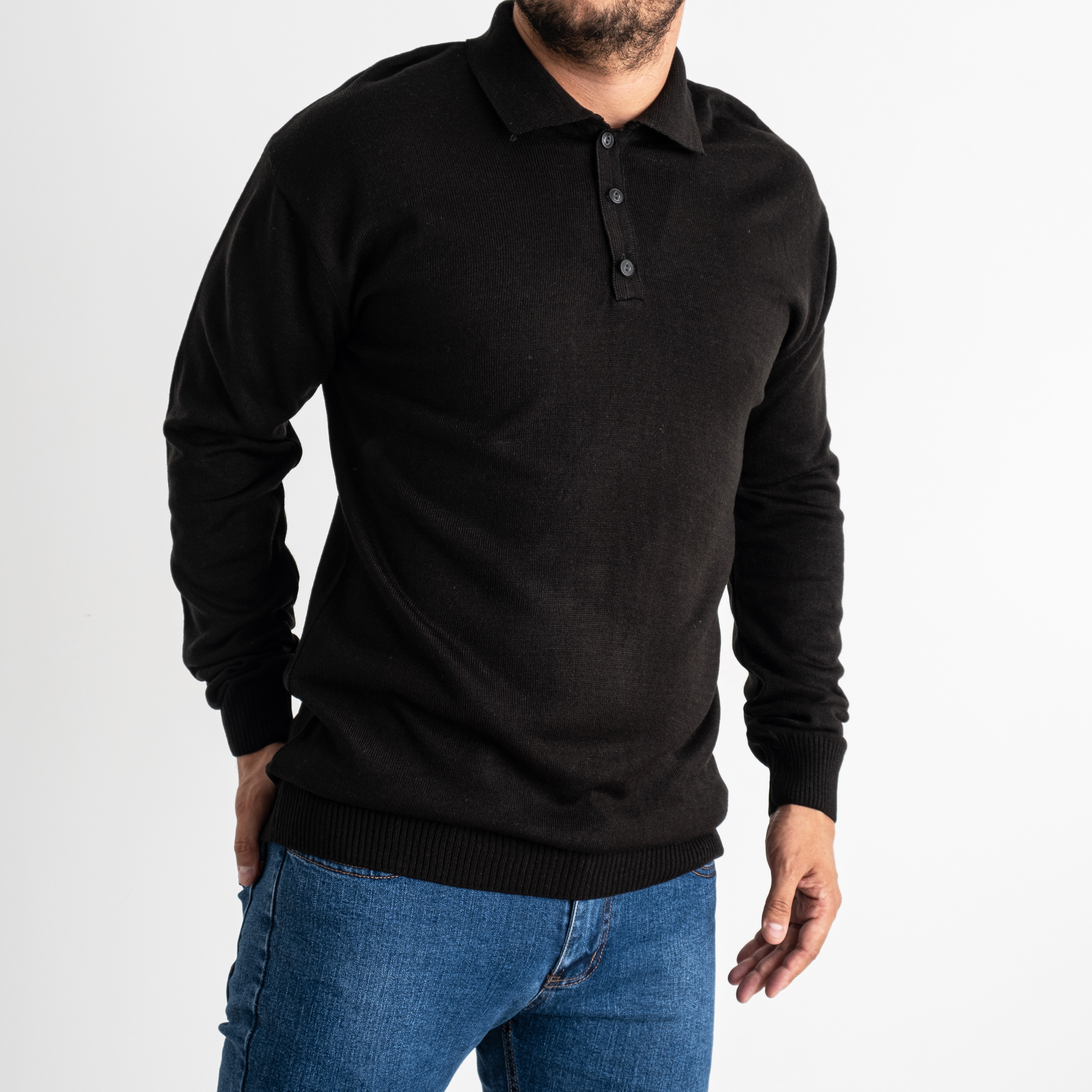 0008-1 Pamuk Park ЧЁРНЫЙ свитер мужской машинная вязка (3 ед. размер: M.L.XL)