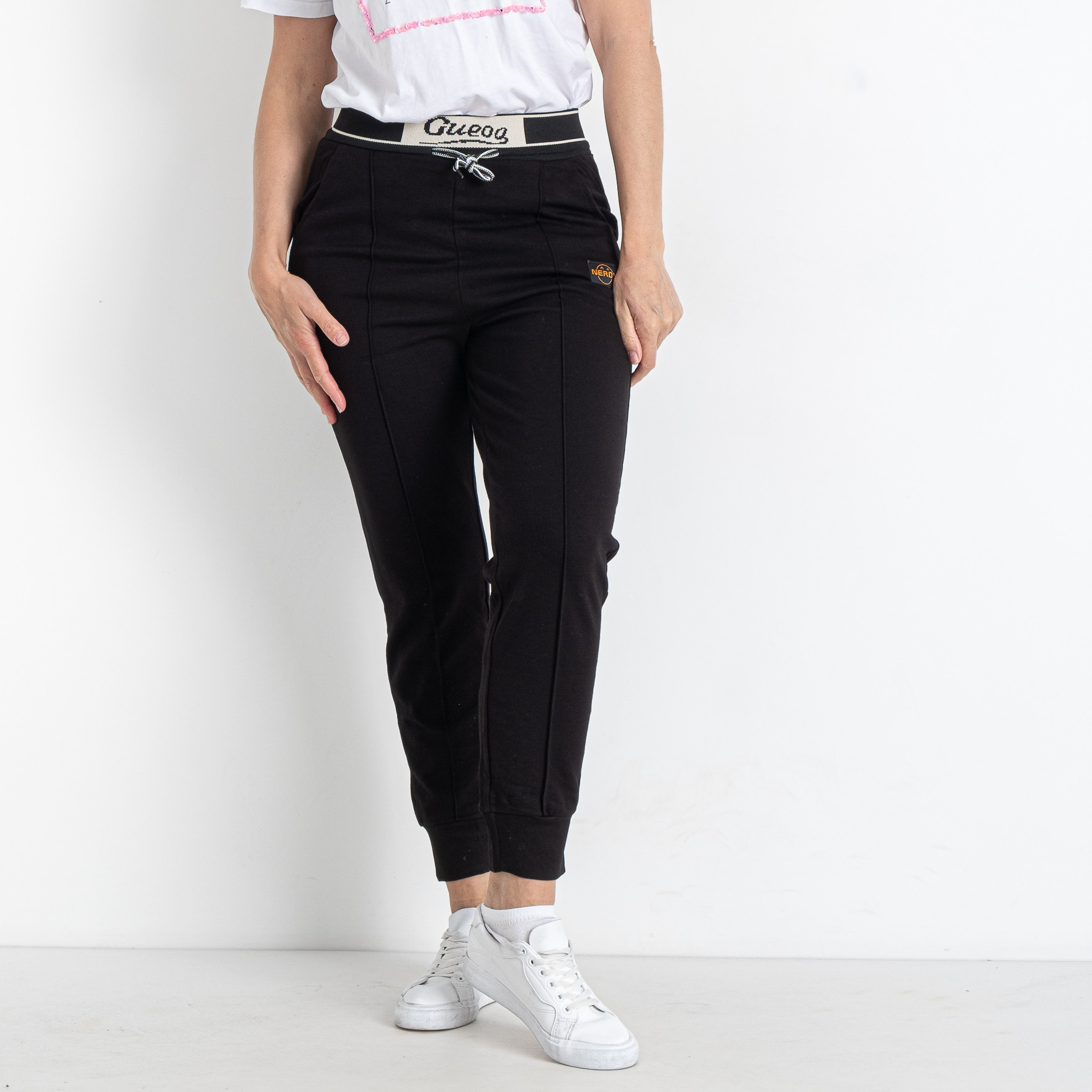 0701-1 черные женские спортивные штаны (5 ед. размеры батал: XL. 2XL. 3XL. 4XL. 5XL)