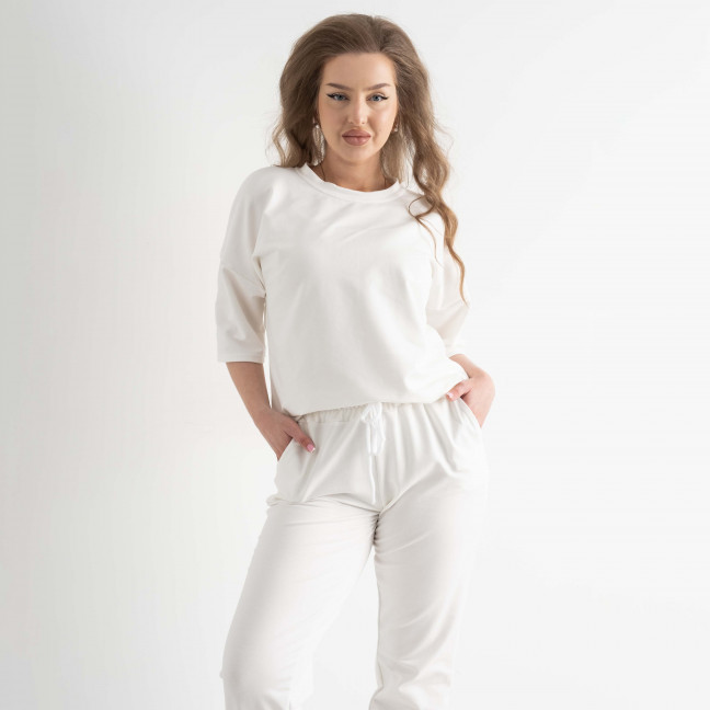 0265-10 белый женский спортивный костюм (Avenue, турецкая двунитка, 3 ед. полубатальные размеры: 48.50.52) 5`th Avenue: артикул 1134892