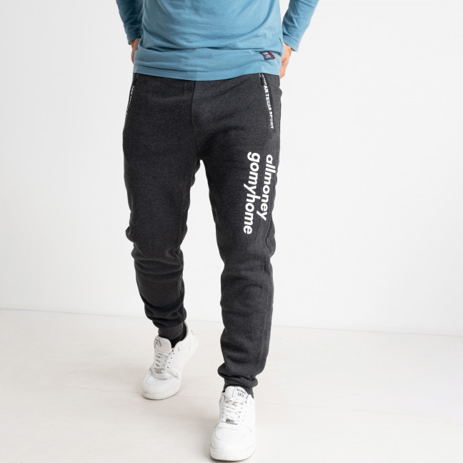 1005-6 НА ФЛИСЕ ТЕМНО-СЕРЫЕ спортивные штаны мужские на манжете (4 ед. размеры: L.XL.2XL.3XL, соответствуют S.M.L.XL) New Fashion: артикул 1139993