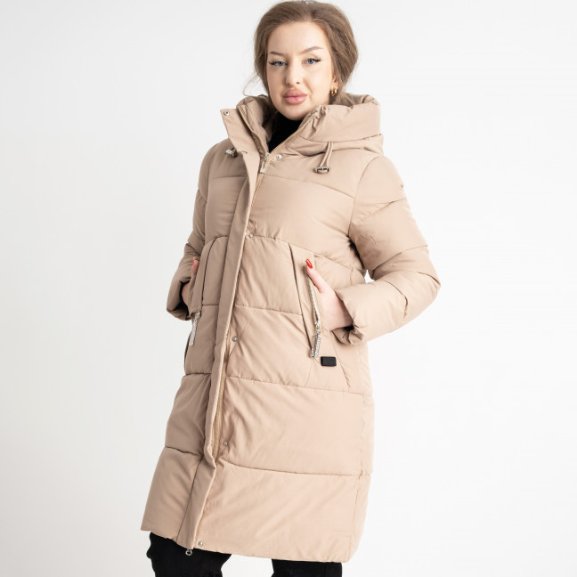 3802 бежевая женская куртка (FURUI, на синтепоне с капюшоном , 5 ед. размеры батальные: 50.52.54.56.58) Furui: артикул 1140110