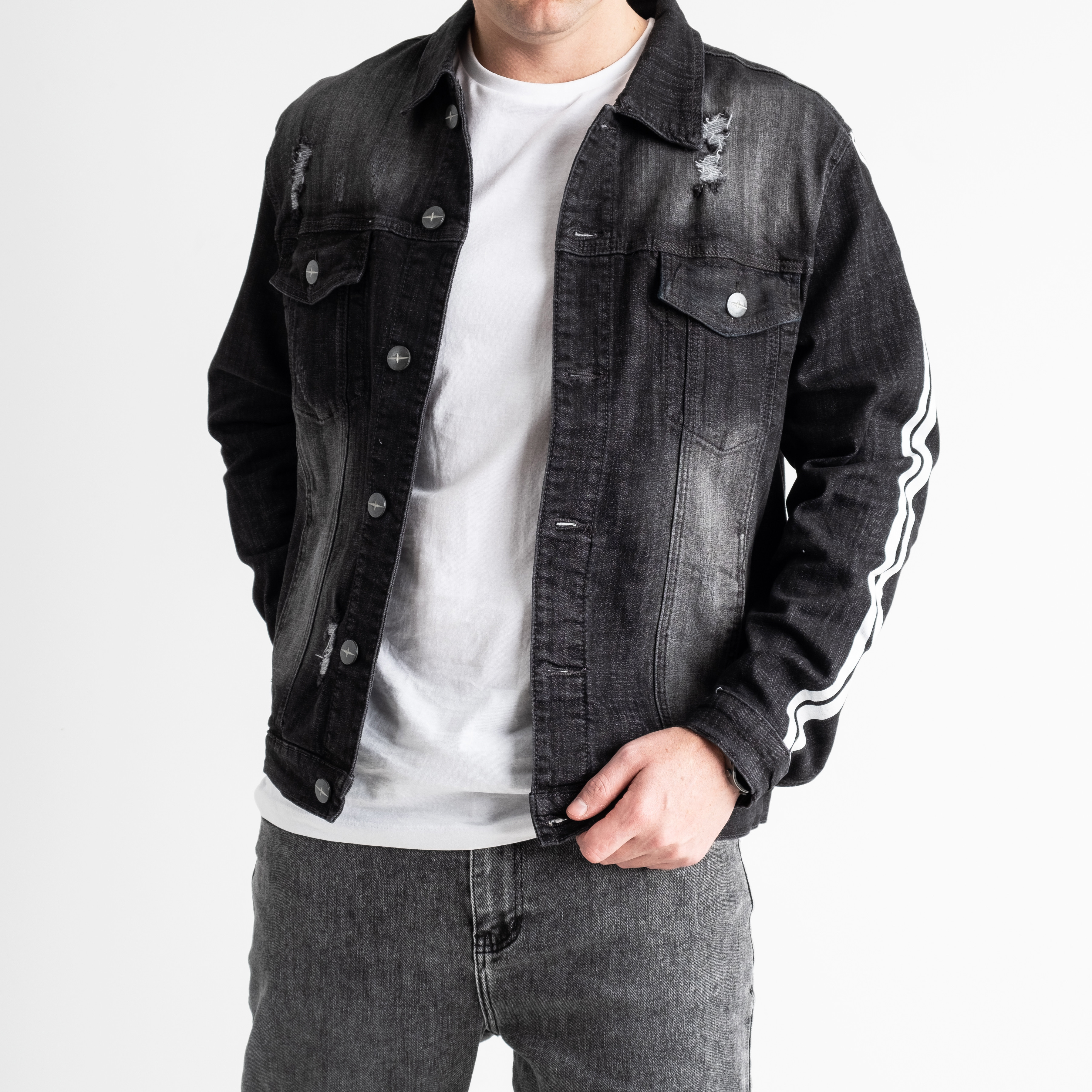 0015-12 Just Boy джинсовая куртка мужская серая котоновая (3 ед.размеры: L.XL.2XL)