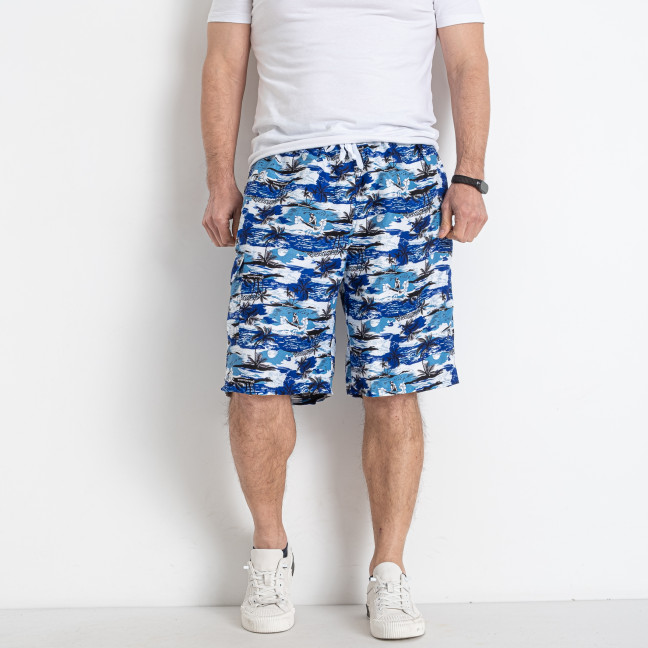 6808-22 голубые мужские пляжные шорты (5 ед. размеры батал: 6XL. 7XL. 8XL. 9XL. 10XL) Пляжные Шорты: артикул 1145591