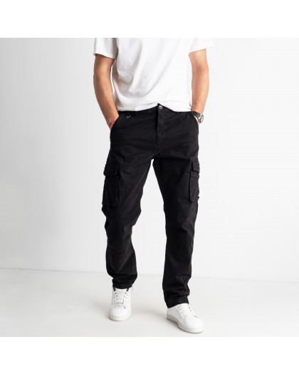 8313-5 TICLACE брюки карго мужские чёрные стрейчевые (8 ед. размер: 28.30.32/2.34/2.36.38) Ticlace