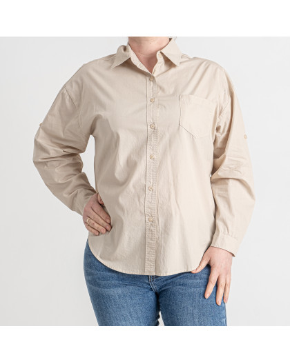 3549-3 бежевая женская рубашка (BASE, коттон, 4 ед. размеры батал: 2XL. 3XL. 4XL. 5XL) Base