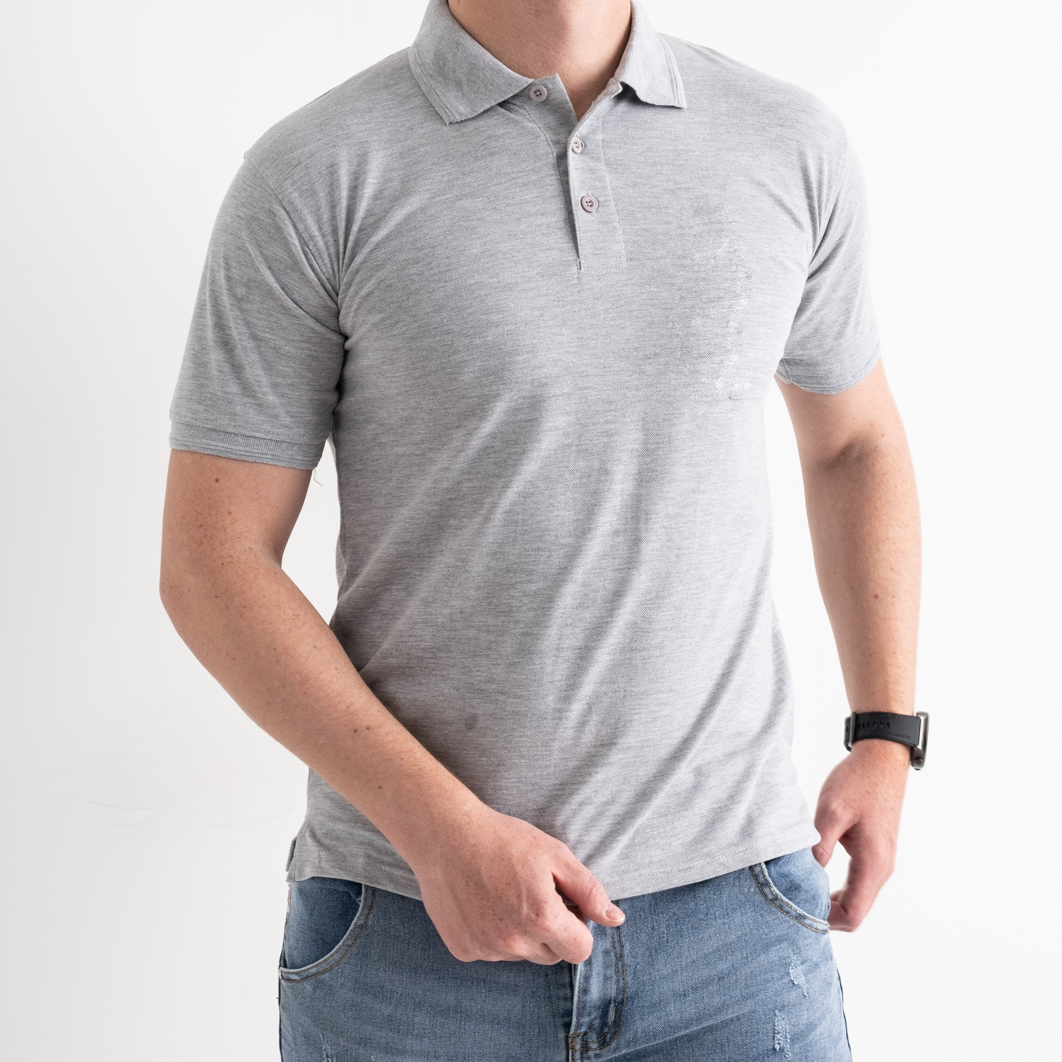 0925-61 СЕРАЯ American style футболка поло мужская (4 ед. размеры: S.M.L.3XL)