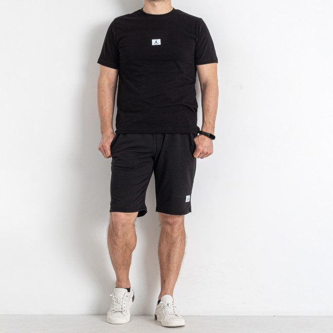16222-1 черный мужской спортивный костюм (футболка + шорты) (принт, 5 ед. размеры норма: M. L. XL. 2XL. 3XL) Костюм двойка: артикул 1145678