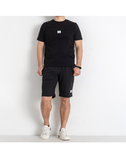 16222-1 черный мужской спортивный костюм (футболка + шорты) (принт, 5 ед. размеры норма: M. L. XL. 2XL. 3XL) Костюм двойка