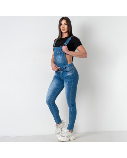 0904-4 синий женский джинсовый комбинезон (стрейчевый, 4 ед. размеры норма: S. M. М. L)                             Комбинезон