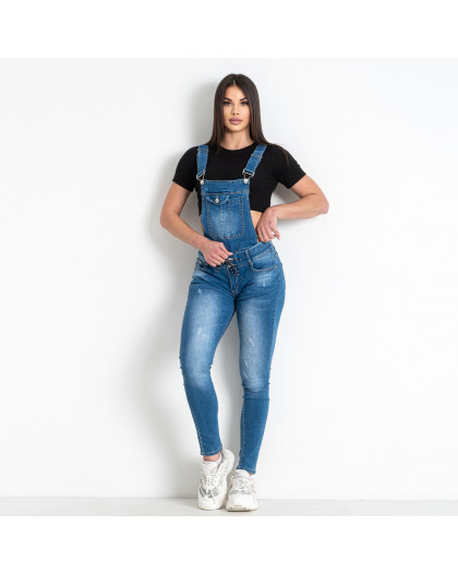 0904 синий женский джинсовый комбинезон (стрейчевый, 5 ед. размеры норма: S. S. M. L. XL)                             Комбинезон