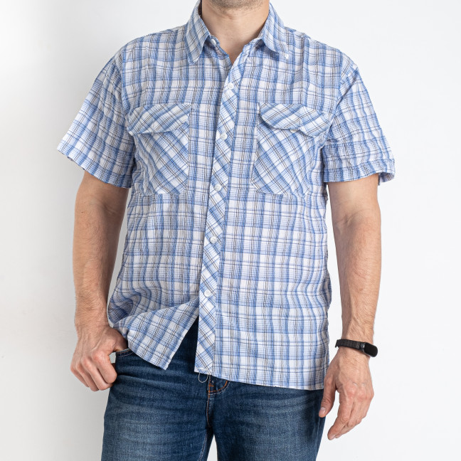 7663-42* голубая мужская рубашка (10 ед. размеры норма: XL-5XL, дублируются) выдача на следующий день Рубашка: артикул 1145726