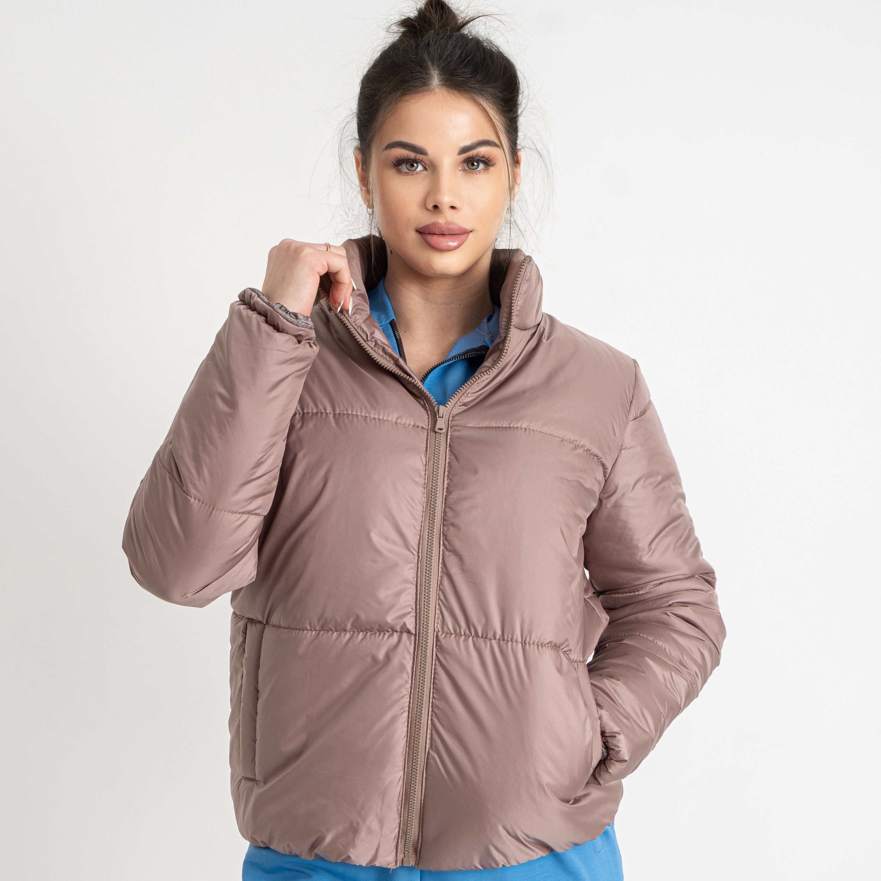 0420-32 темно-бежевая женская куртка (5'TH AVENUE, синтепон, 4 ед. размеры норма: 42. 44. 46. 48)    