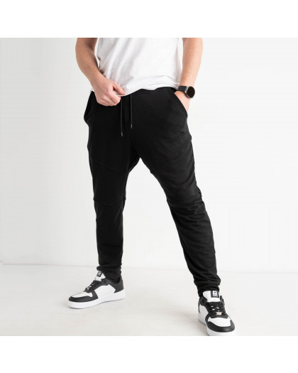 4217-1 ЧЕРНЫЕ YOLA спортивные штаны мужские из двунитки прямые ( 4 ед.размеры: M.L.XL.2XL) YOLA