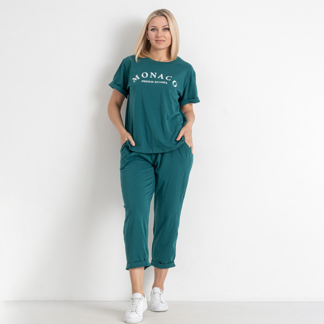 0177-74 темно-зеленый женский спортивный костюм (футболка + штаны) (5'TH AVENUE, 3 ед. размеры батал: 54. 56. 58) 5`th Avenue: артикул 1145711
