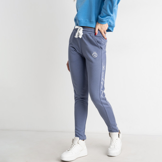 0842-26 ROYAL ГОЛУБЫЕ спортивные штаны женские трикотаж петля (5 ед. размеры на бирках: 32.34.36.38.40 соответствуют S.M.L.XL.2XL) Royal: артикул 1139138