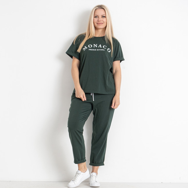 0177-77 темно-зеленый женский спортивный костюм (футболка + штаны) (5'TH AVENUE, 3 ед. размеры батал: 54. 56. 58) 5`th Avenue: артикул 1145708