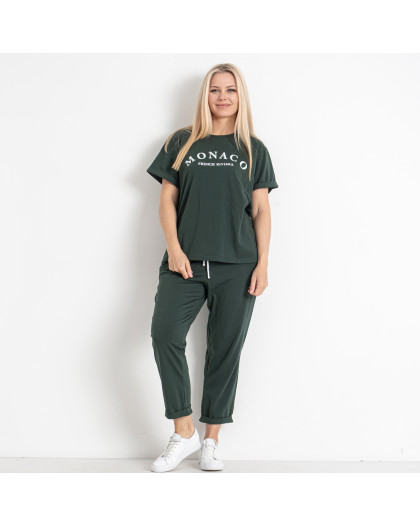 0177-77 темно-зеленый женский спортивный костюм (футболка + штаны) (5'TH AVENUE, 3 ед. размеры батал: 54. 56. 58) 5`th Avenue