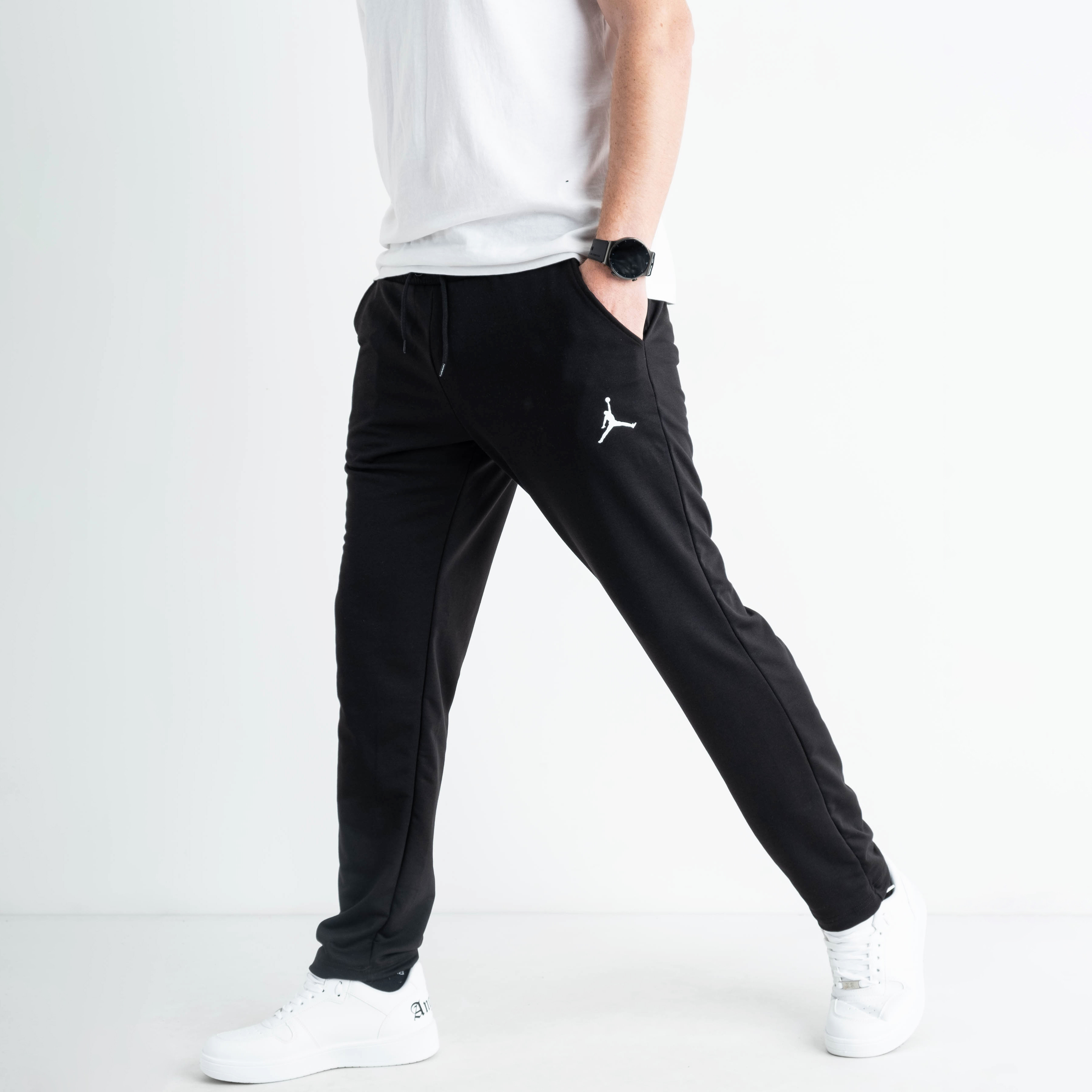 1672-1 ЧЕРНЫЕ Yola спортивные штаны мужские из двунитки ( 4 ед. размеры: M.L.XL.XXL)
