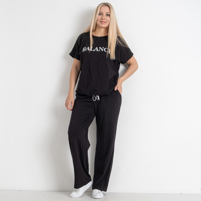 0187-1 черный женский спортивный костюм (футболка + штаны) (5'TH AVENUE, 3 ед. размеры полубатал: 48. 50. 52) 5`th Avenue: артикул 1145716
