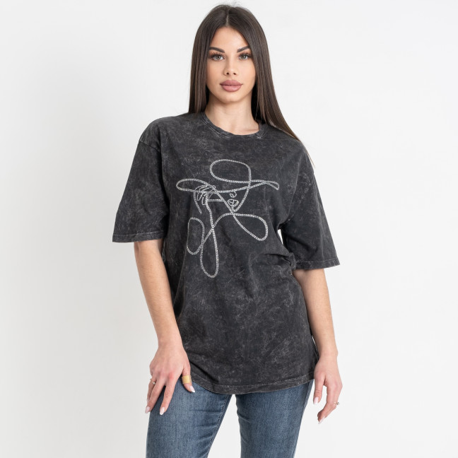 4639-1 темно-серая женская футболка (MINT, oversize, 6 ед. размеры норма: S. M. L, задвоенные размеры) Mint: артикул 1143622