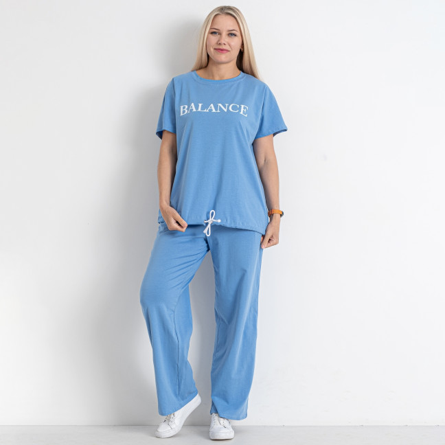 0187-42 голубой женский спортивный костюм (футболка + штаны) (5'TH AVENUE, 3 ед. размеры полубатал: 48. 50. 52) 5`th Avenue: артикул 1145821