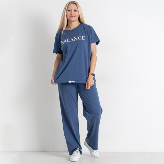 0187-48 синий женский спортивный костюм (футболка + штаны) (5'TH AVENUE, 3 ед. размеры полубатал: 48. 50. 52) 5`th Avenue: артикул 1145817