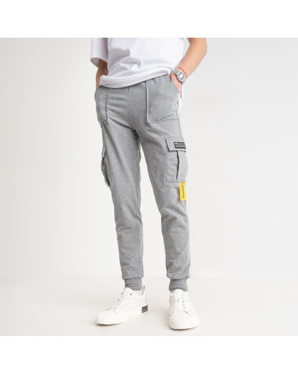 13018-6 светло-серые мужские спортивные штаны (на манжете, 4 ед. размеры на бирке: L-3XL соответствуют S-XL) Спортивные штаны