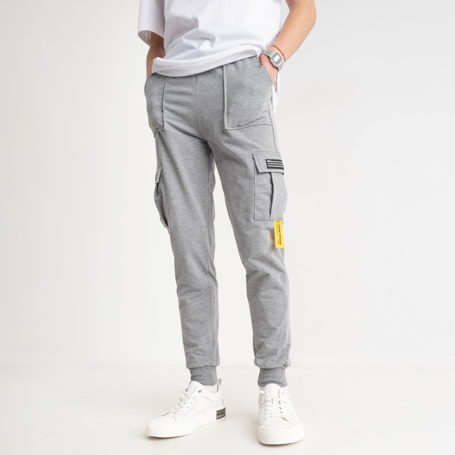 13018-6 светло-серые мужские спортивные штаны (на манжете, 4 ед. размеры на бирке: L-3XL соответствуют S-XL) Спортивные штаны: артикул 1141887