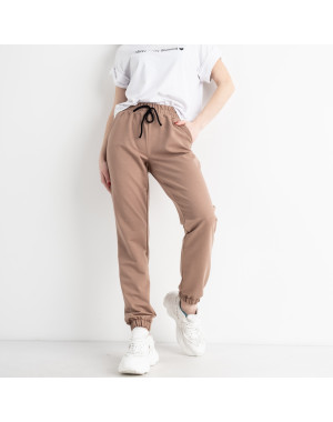 0021-2 СВЕТЛО-БЕЖЕВЫЕ спортивные брюки женские из турецкой двунитки ( 4 ед.размеры: S.M.L.XL) демисезон