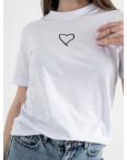17072-10 БЕЛАЯ футболка женская с ЧЕРНЫМ принтом (5 ед. размеры: S.M.L.XL.2XL): артикул 1134991