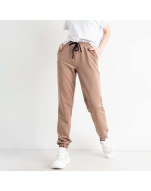 0022-2 СВЕТЛО-БЕЖЕВЫЕ БАТАЛЬНЫЕ спортивные брюки женские из турецкой двунитки (4 ед.размеры: 50.52.54.56) демисезон