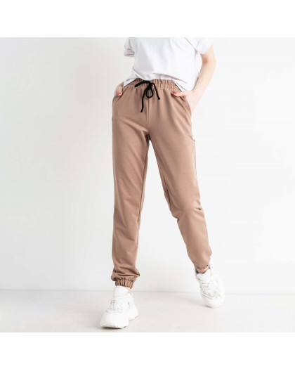 0022-2 СВЕТЛО-БЕЖЕВЫЕ БАТАЛЬНЫЕ спортивные брюки женские из турецкой двунитки (4 ед.размеры: 50.52.54.56) демисезон 5`th Avenue